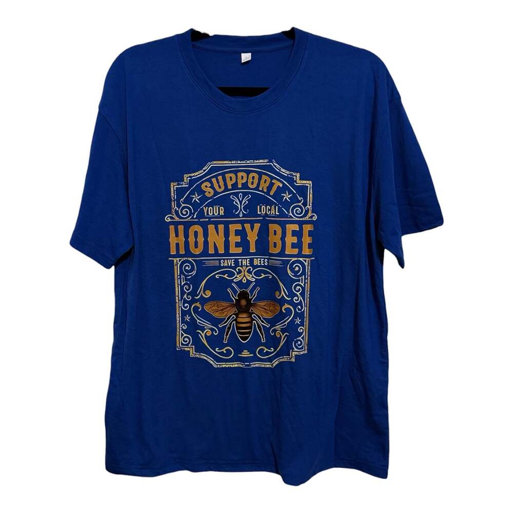 Size Large ‘Support Your Local Honey Bee’ Custom Graphic Unisex T-Shirt - Picture 2 of 4